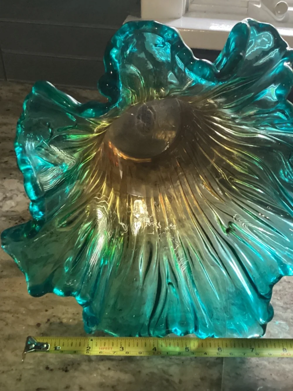 Murano hand blown MCM Swirl Ruffled Art Glass Vase Fluted Rim  EXQUISITE 💙💙💙